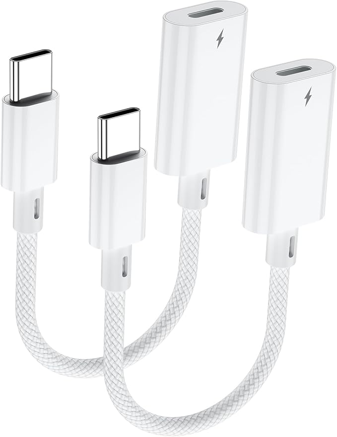 Vcddom 2 Pack Lightning to USB C Adapter, USB Type C Male to Female Lightning Adapter with Fast Charge Data Transfer for iPhone 17/17 Pro/16, iPad Pro, iPad Air 6/5, Galaxy S25/S24 (Not for Audio)