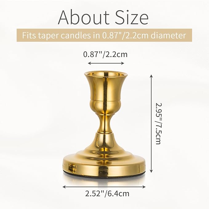 Gold Taper Candle Holder Vintage: Small Candlestick Holders Metal Candle Sticks Holder Decor Antique Decoration for Dinning Table Mantel Wedding Centerpieces Christmas Party Set of 6