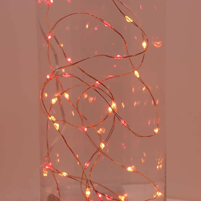 QBIS Battery Powered Fairy Lights - 40 LED, 6hr Timer, Red & Orange for Bedroom, Christmas & Halloween