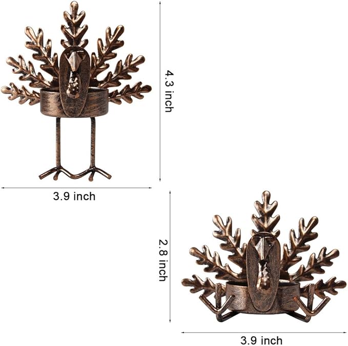 SAND MINE Metal Turkey Tea Light Candle Holders, Thanksgiving Candle Holder, Turkey Candle Holder, Metal Candle Holder, Thanksgiving Home Table Decoration (6)