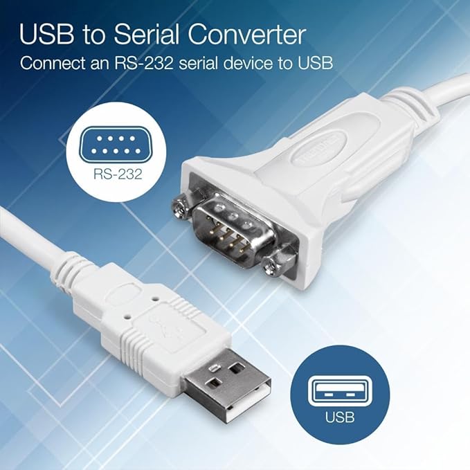 TRENDnet USB to Serial 9-Pin Converter Cable, TU-S9, USB to RS232 Serial Adapter, Supports Windows & Mac, 64cm (25 in.) Cable Length, NDAA Compliant, Plug & Play, White (Pack of 60)