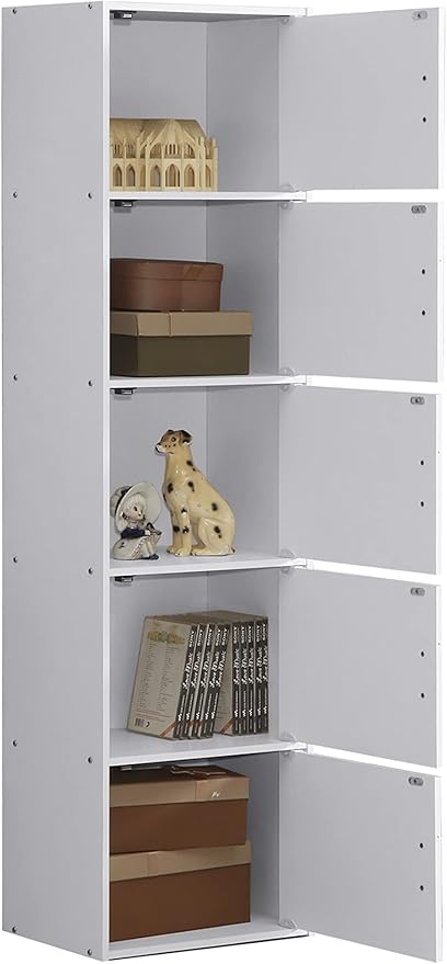 HODEDAH IMPORT Bookcase, White, 5 Door