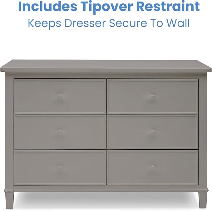 Delta Children Haven 6 Drawer Dresser with Interlocking Drawers - Greenguard Gold Certified, Grey