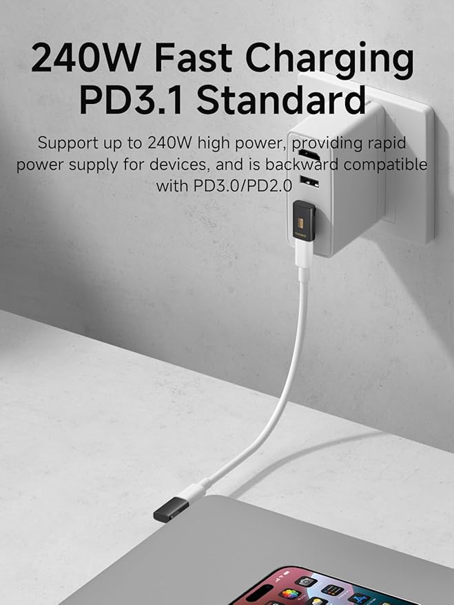 Hagibis 240W 80Gbps 8K@60Hz USB C Adapter, USB-C Male to Female Adapter, USB4 Connecter for Thunderbolt 5/4/3, Laptop, Switch, Dock, Mac, Tablet, iPhone 16 15 Pro Max (TGM13)