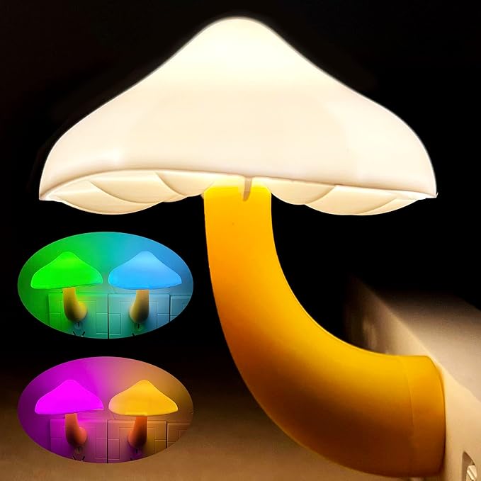 iBetterLife Mushroom Sensor LED Night Light - Plug-in 7 Color Changing Mushroom Lamp, Mini Dream Bed Cute Colourful Nightlight for Adults Kids for Bedroom, Bathroom, Stairs, Hallway Corridor