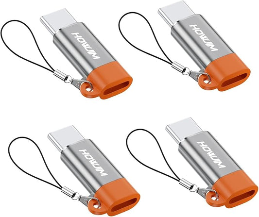 Light-ning to USB C Adapter 4PCS,PD27W/66W/QC100W Fast Charging 480Mbps Data Transfer,Light-ning Female to USB C Male Adapter for Phone 17/16/15,Pad,G-alaxy,X-Peria,S-Witch,Not for Headphones/OTG Gray