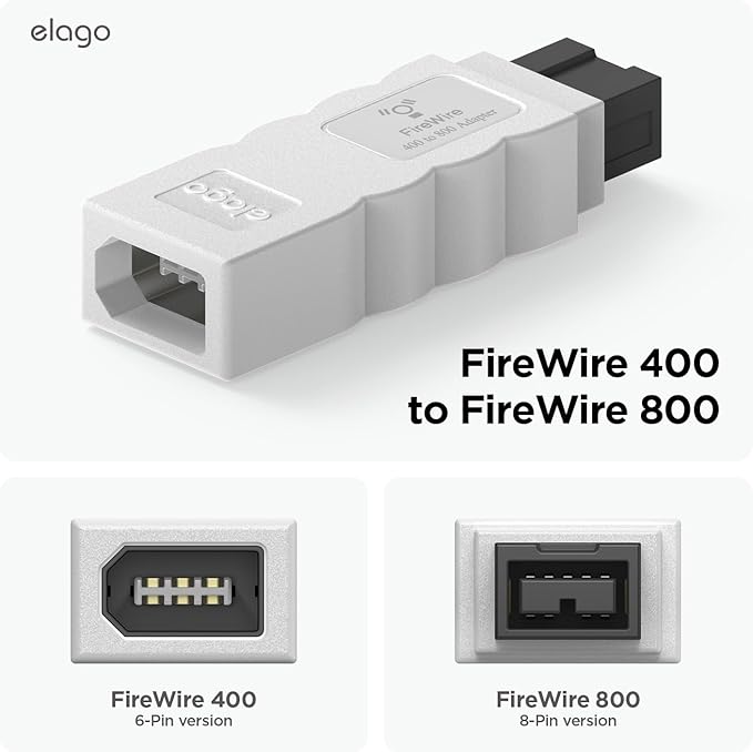 elago FireWire 400 to 800 Adapter (White) for Mac Pro, MacBook Pro, Mac mini, iMac and All Other Computers