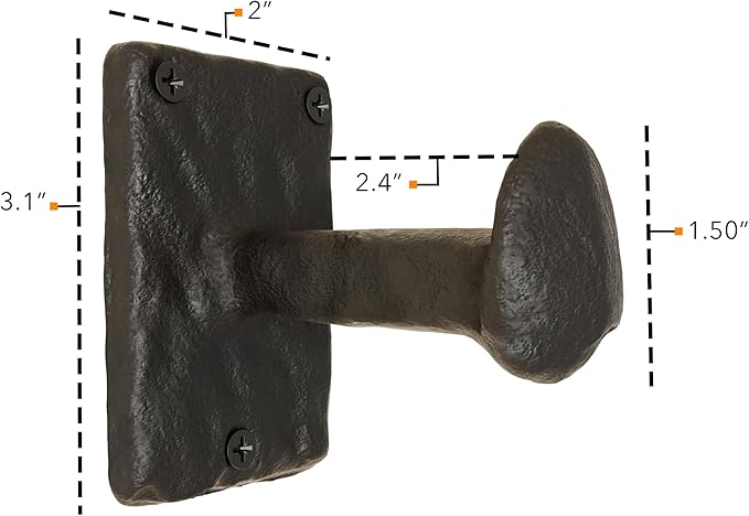 Rustic State Motris Wall Mount Cast Iron Hooks Coat Towel Bag Hat Hanger Multiuse Entryway Railroad Spike Rack Black Set of 2