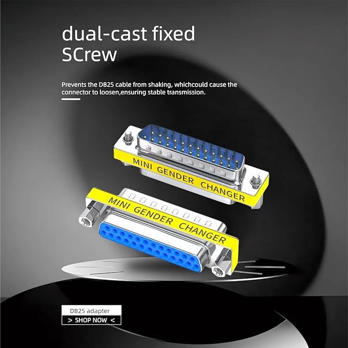 db9 Connector Null Modem Adapter，25-Pin Serial vga Adapter RS232 db9 Gender Changer,for Computer and Industrial Device Data Transfer(M-M（2P-25 Pin）)