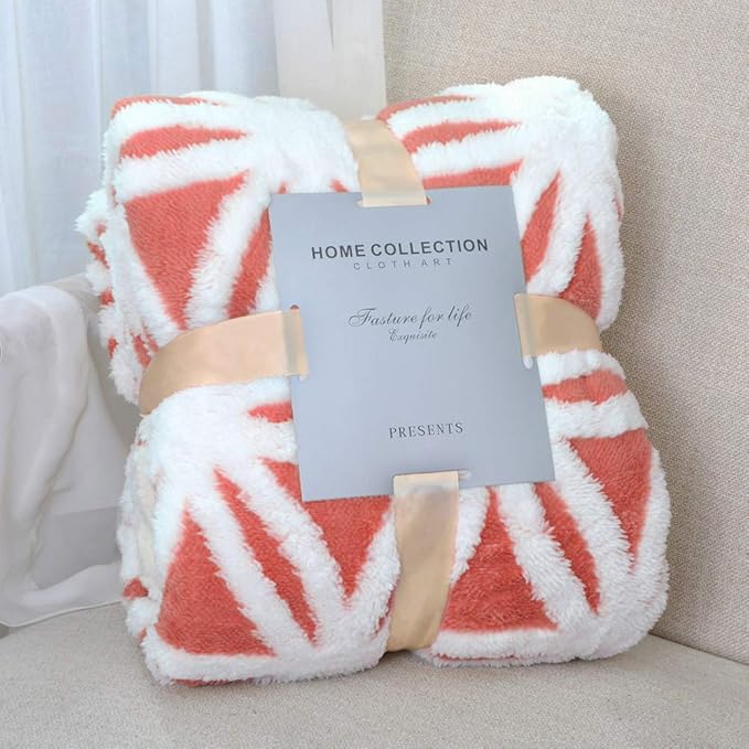 LOMAO Sherpa Fleece Blanket Fuzzy Soft Throw Blanket Dual Sided Blanket for Couch Sofa Bed (Coral, 60''x80'')