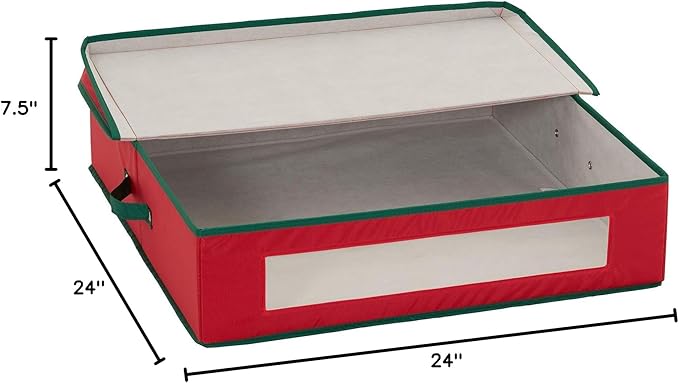 Household Essentials Christmas Wreath Storage Container, 24 Inch Holiday Wreath Storage Box with Handles, Sturdy Sides, Keeps Wreaths Free of Dust and Pests in Storage