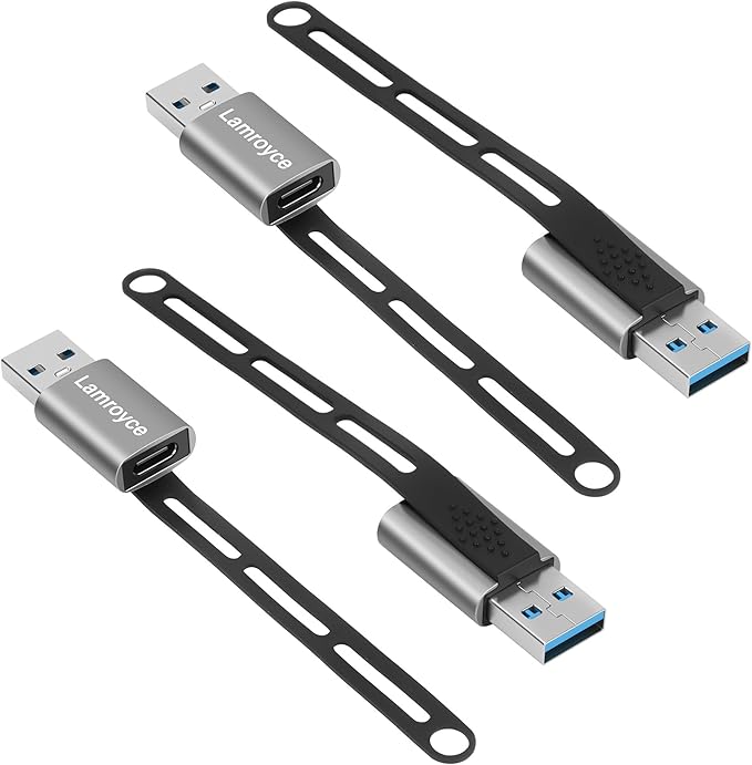 USB 3.0 to USB C 3.1 Adapter 4 Pack, Portable USB Type-C Female to USB A Male Converter Connector, with Lanyard Keychain Support fast charging and 5Gbps data transfer for iPhone17/16 Series,Galaxy S25