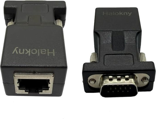 Halokny VGA Extender Over Ethernet Adapter, VGA 15 Pin Male to CAT5 CAT6 RJ45 Female Network Cable Extender Connector Adapter(2-Pack)