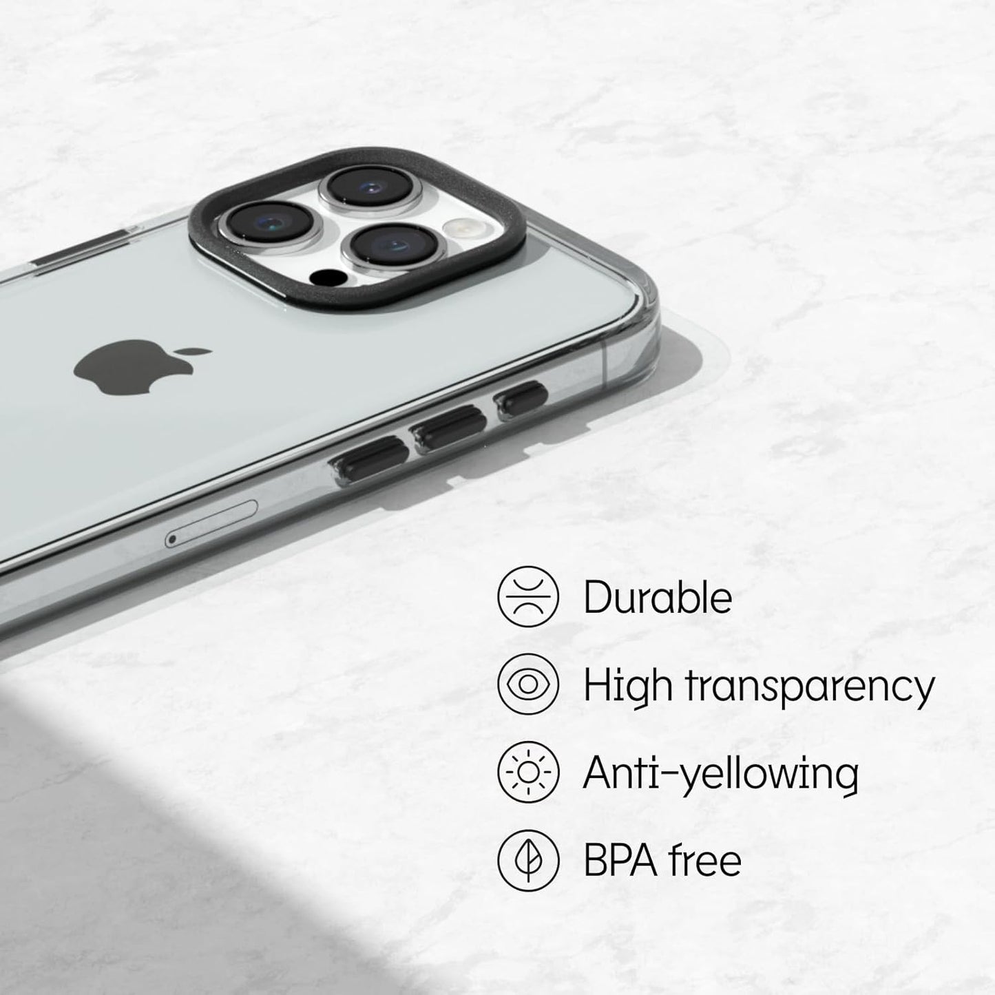 RhinoShield Crystal Clear Case for iPhone 15 | Advanced Yellowing Resistance, High Transparency, Customizable Clear Case