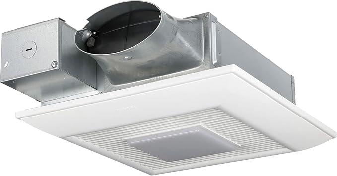 Panasonic WhisperValue Ceiling/Wall Mount Bathroom Exhaust Fan with Dimmable LED Light, 50-80-100 CFM, FV-0510VSL1