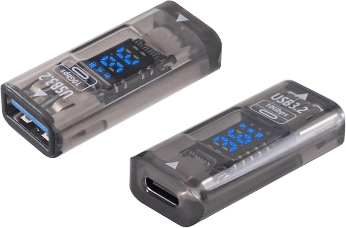 Poyiccot USB C Female to USB Female Adapter, Type C to Type A Adapter 3.2 with LED Digital Display, 10Gbps Data Sync & Charging Converter Compatible with iPhone, Galaxy, Laptop, 2-Pack