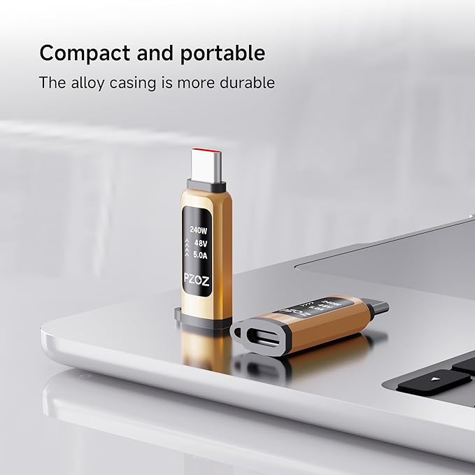pzoz USB C Extender Adapter, Type C 240W Power Delivery Male to Female, 40Gbps Data Transfer, 8k@60Hz Video with LED Smart Display, Compatible with MacBook, iPad, Thunderbolt 4/3