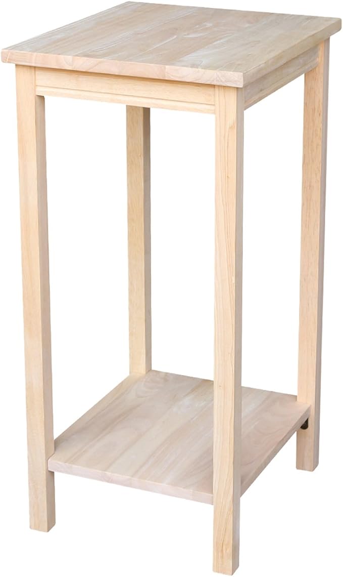 IC International Concepts, Portman Accent Table , Solid Real Wood, Sturdy Parawood,16 X 14 X 29, Minimum Assembly, DIY, Paint or Stain in Any Color, Unfinished