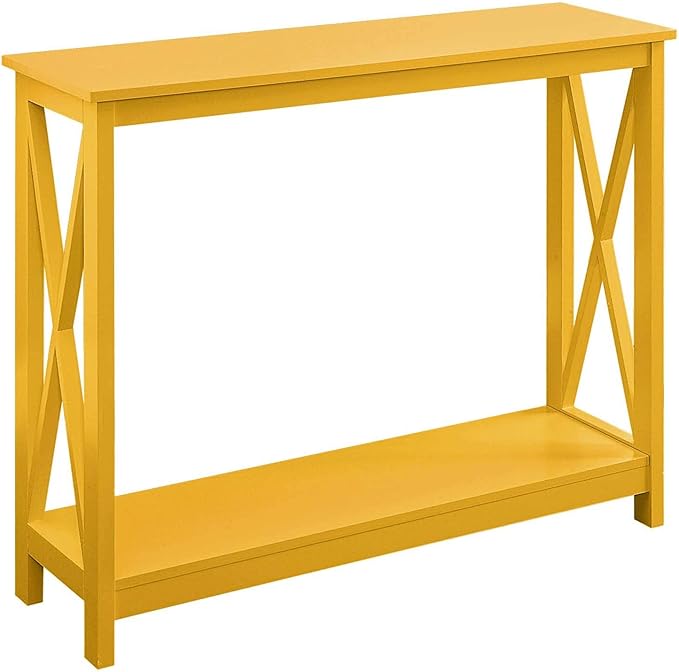 Convenience Concepts Oxford Console Table 39.5" - Sofa Table with Storage Shelf, Transitional Entryway Hall Table for Living Room and Bedroom, Display Foyer Table, Yellow