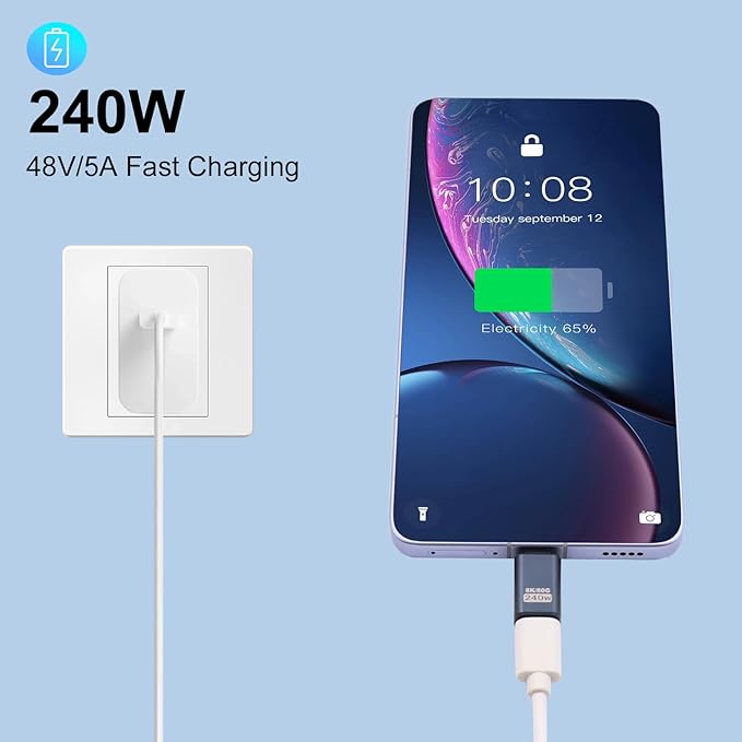 Poyiccot 2-Pack USB C Extension Adapter, [80Gbps/240W PD/8K@60Hz], Male to Female USB Type C Extender Support Type C Fast Charging for Thunderbolt 5/4, iPhone 15, MacBook, Steam Deck, Switch