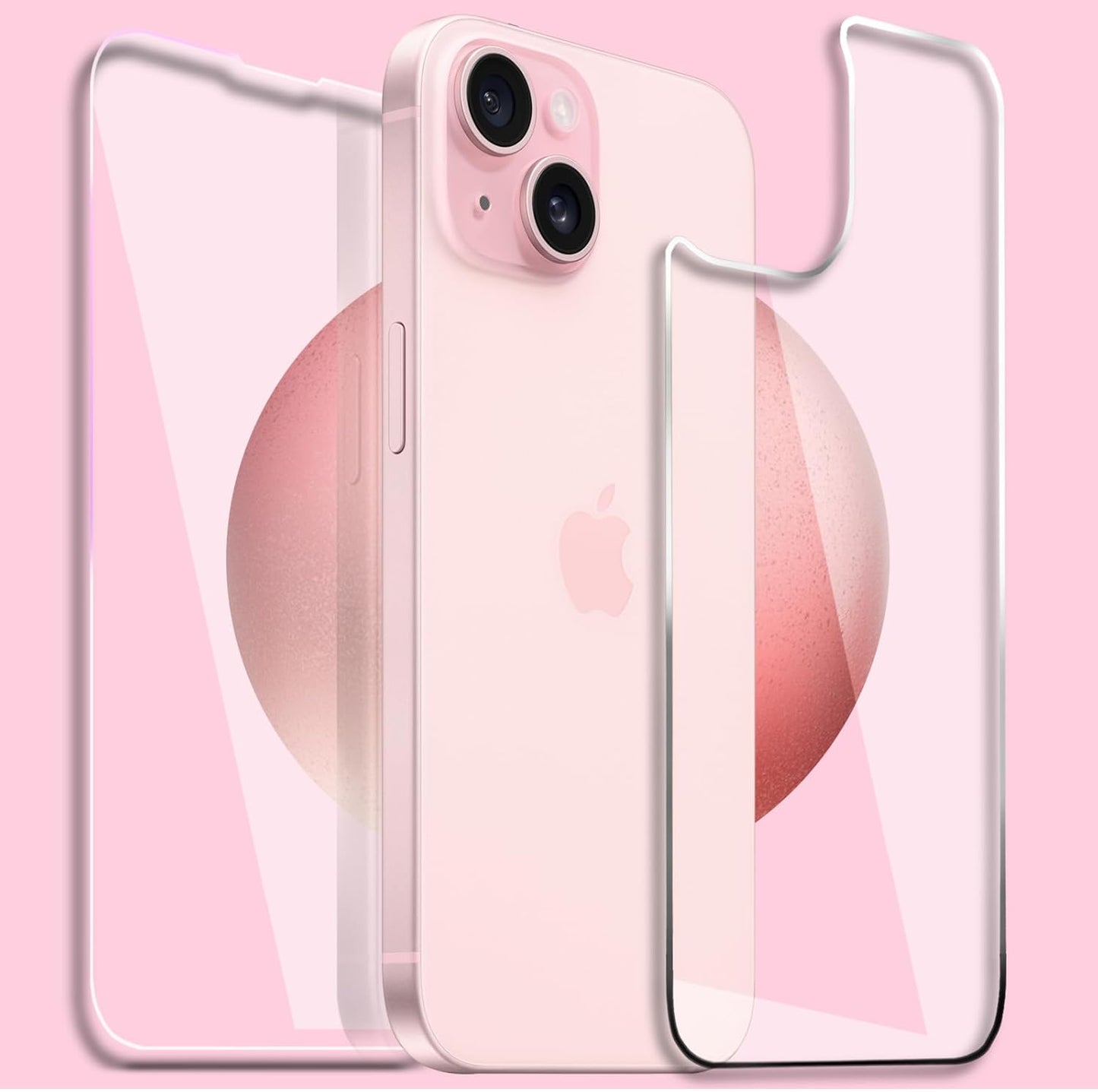 for iPhone 15 Front and Back Screen Protector [2-Pack], Rear Tempered Glass Protector for iPhone 15 (6.1 inch)