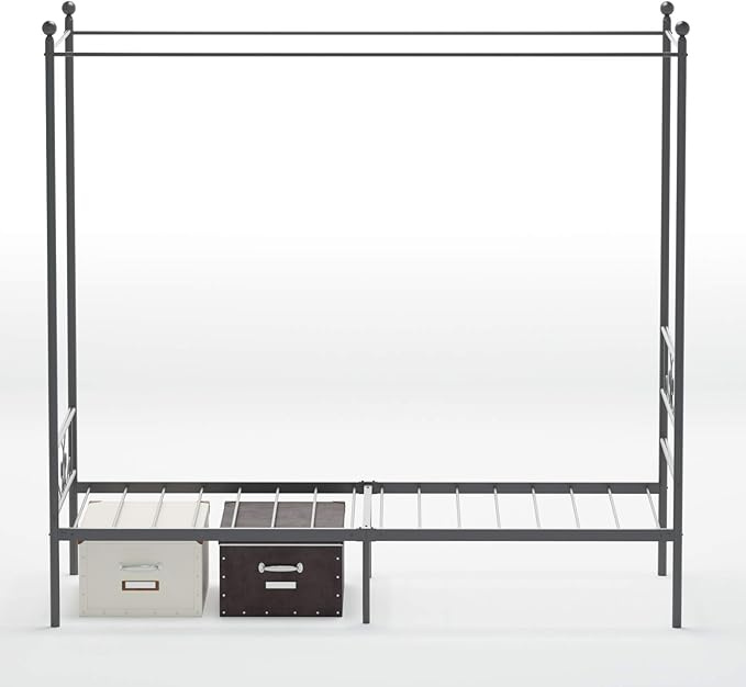 Weehom Twin Canopy Bed Frame with Headboard and Footboard, 4 Posters Metal Bed Frame, No Box Spring Needed, Mattress Foundation Platform Bed for Kids and Adults, Black