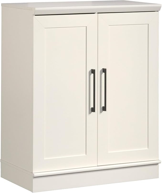 Sauder HomePlus Small Kitchen Pantry Storage Cabinet with Adjustable Shelves, Laundry Bathroom Storage Cabinet, Soft White Finish
