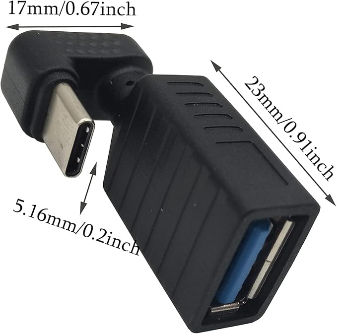 USB C 180 Degree Adapter, (2 Pack) USB Type C U Shape Adapter,180 Degree USB C Male to USB 3.0 A Female Convertor Extension for Laptop, Tablet, Mobile Phone