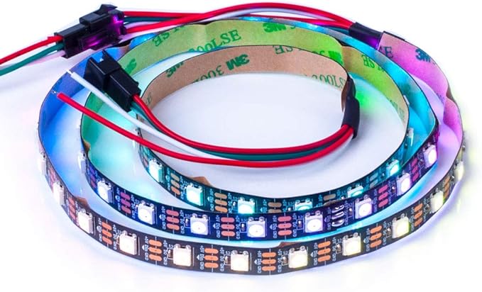 BTF-LIGHTING WS2812B RGB ECO LED Strip, Chasing Effects 5050SMD Individually Addressable 3.3FT 60Pixels/m Flexible Dream Color IP30 for Bedroom DIY Projects DC5V(No Adapter or Controller)