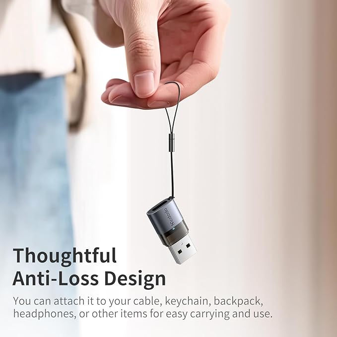 mcdodo USB-C to USB-A Adapter with Lanyard,USBC Female to USB Male OTG Type-C Charging Cable Converter for iPhone 16 15 14 13 12 Plus,Apple Watch,Airpods,Switch,Galaxy S25