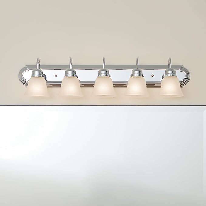 Kichler 36" Bathroom Vanity Light with Satin Etched Glass, 5-Light Traditional Design in Tannery Bronze, (36"x8"x8"), 5339CHS