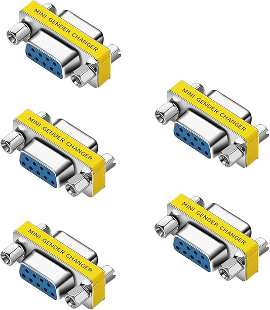 db9 Connector Null Modem Adapter，9-Pin Serial vga Adapter RS232 db9 Gender Changer,for Computer and Industrial Device Data Transfer(F-F (5P))