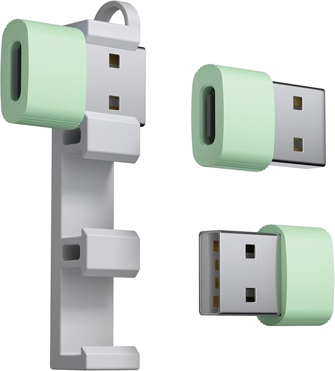 USB to USB C Adapter 3 Pack, Type C Female to A Male Charger Converter for iPhone 15/16/17 Pro Max,iWatch Ultra SE 9 10,Galaxy S25/S24, MacBook, iPad, AirPods,Pixel,PS4,(Green)