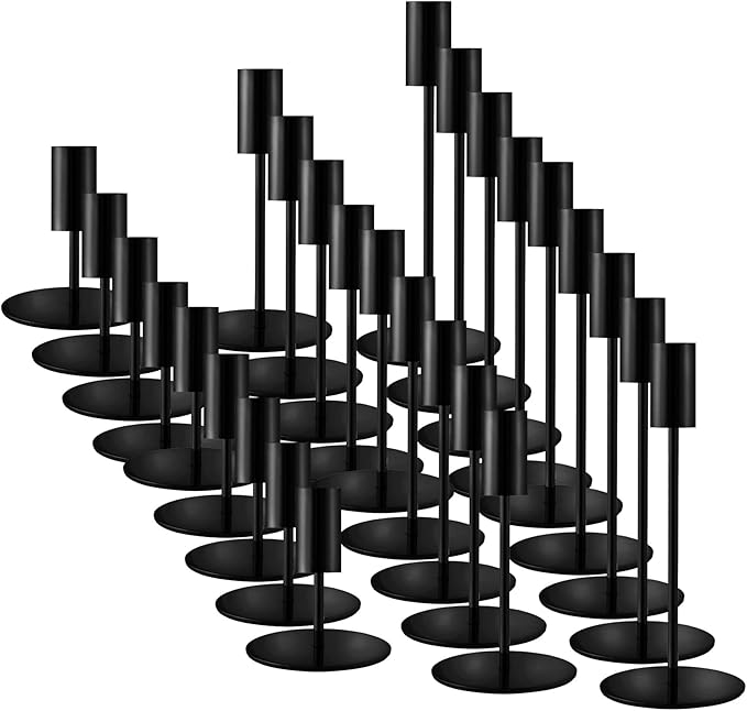 Matte Black Taper Candlestick Holders,Taper Candle Holders Set of 27,Metal Taper Candle Sticks Stand Holders,Modern Decorative Candle Holders for Wedding Certerpieces,Festive, Mantel,Home,Party