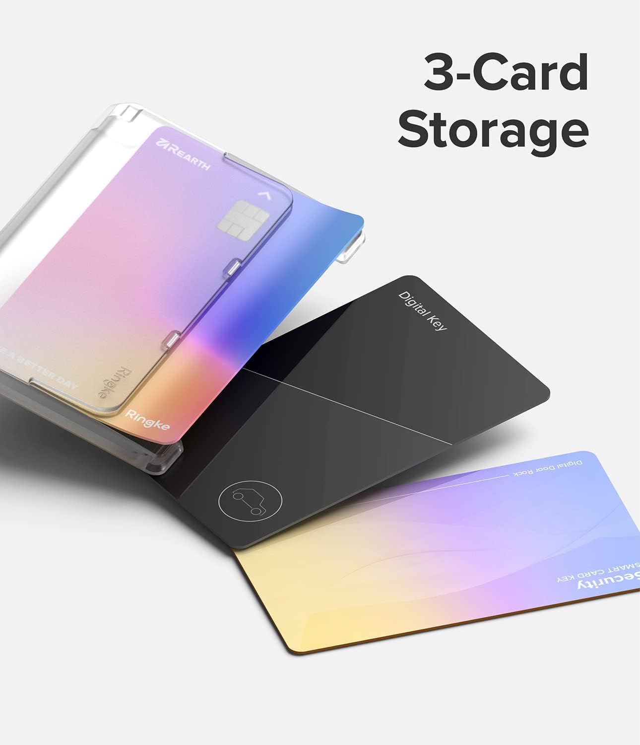 Ringke Side Slot Card Holder for Phone Case, Business Card Holder for iPhone, Galaxy, and Pixel, Clear Mist