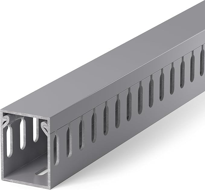 ZhiYo H1.6in W1.2in Professional Server Rack Cable Management Raceway, 99in (6X L16.5in) Cable Raceway Kit, Electrically Safe PVC Open Slot Wire Raceway for Under Desk/Computer/Network Cords, Grey