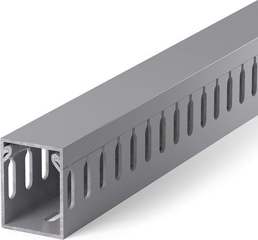 ZhiYo H1.6in W1.2in Professional Server Rack Cable Management Raceway, 99in (6X L16.5in) Cable Raceway Kit, Electrically Safe PVC Open Slot Wire Raceway for Under Desk/Computer/Network Cords, Grey