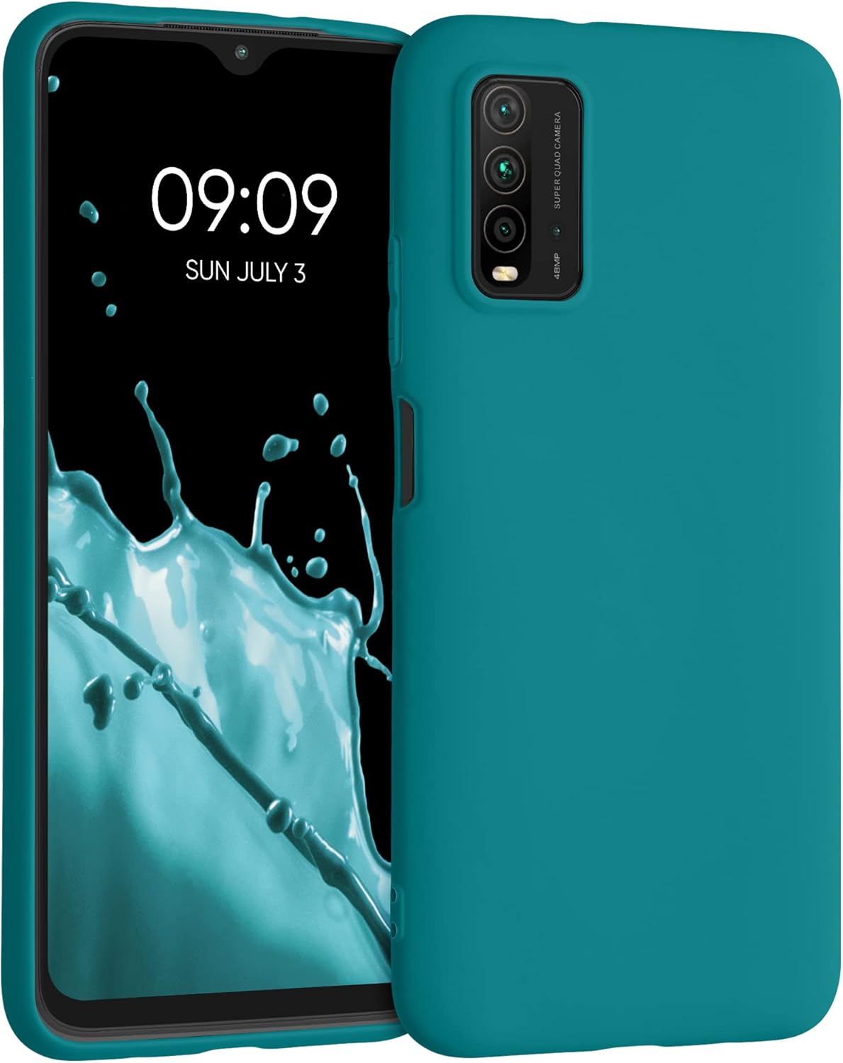 kwmobile Case for Xiaomi Redmi 9T - Soft Slim Protective TPU Silicone Cover, Teal Matte