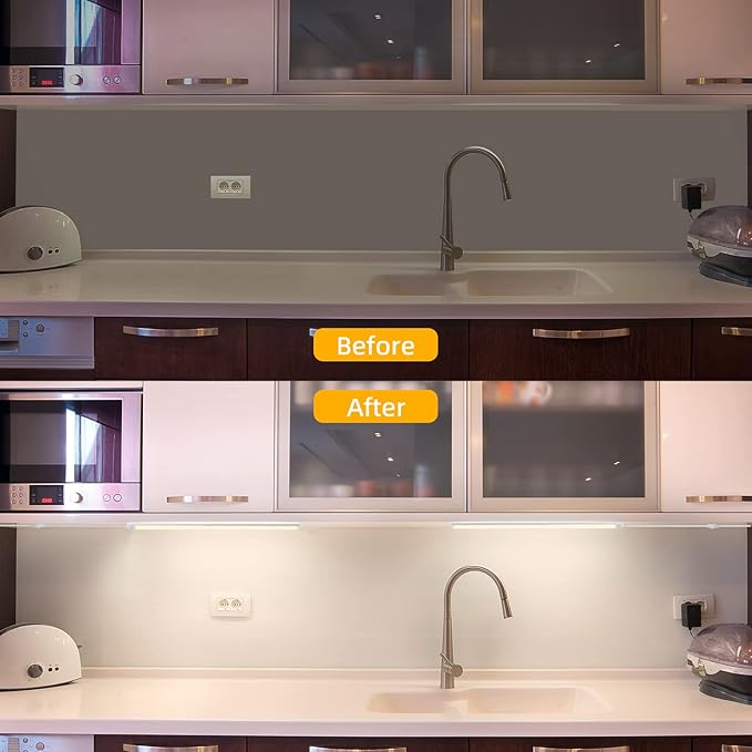 Under Cabinet Lights Plug in, 3 Pcs 12 Inch Thin Under Cabinet Lighting, Natural White Under Counter Lights for Kitchen, Dimmable LED Light Bar for Cabinet, Counter, Workbench, Desk