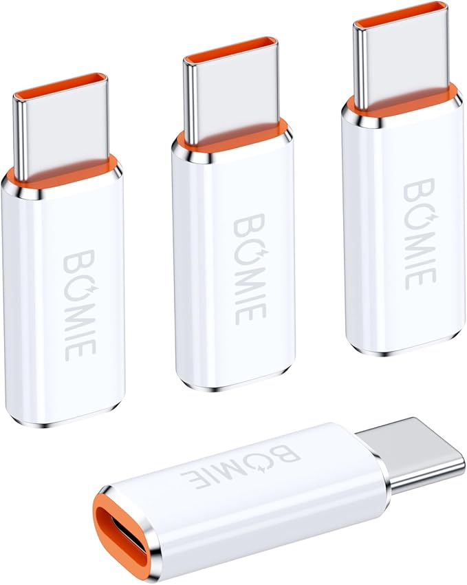 BOMIE Light-ning to USB C Adapter 4Pack,PD Fast Charging and Data Transfer,USB C Charger Connector Cable for M-acBook,Phone 15/16/17 Pro Max,Pad,G-alaxy,X-peria,No for Headphone/OTG/Flash Drive/Pencil