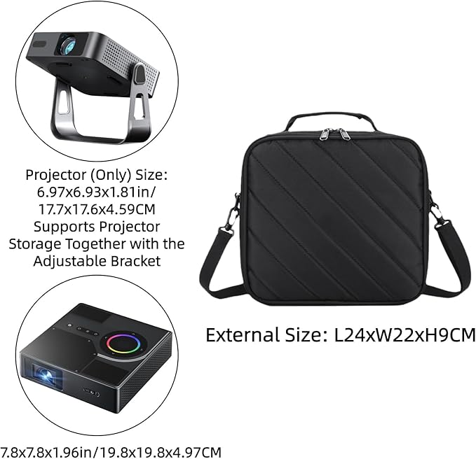 Carry Bag for VOPLLS Thinnest 1.81" Smart Mini Projector & Accessories, Storage Bag for NexiGos Nova Mini Portable Laser Projector, with Adjustable Shoulder Strap