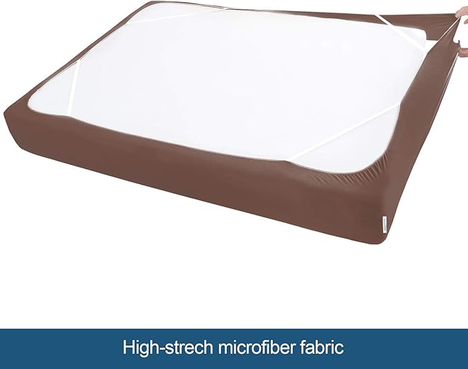Box Spring Cover Queen Size with Smooth and Elastic Woven Material, Alternates for Bed Skirt, Wrinkle & Fading Resistant, Washable, Dustproof, Brown