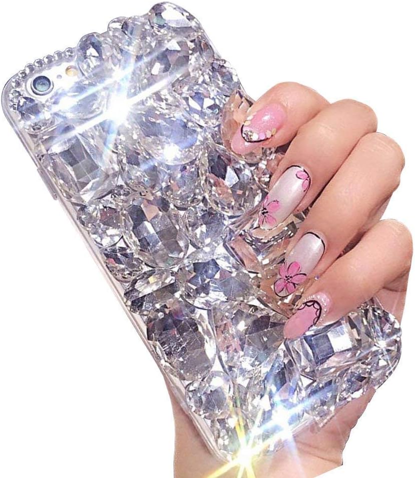 LCHDA Bling Diamond Case for Samsung Galaxy S8 - Glitter Clear Crystal Full Diamonds Luxury Rhinestone Bumper Case,