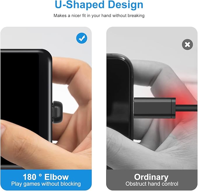 USB C 180 Degree Angled Adapter, U-Shaped USB-C 4.0 Male to Female Adapters, Type-C 40Gbps Angled Data Transfer Connector Compatible for Samsung, MacBook and More