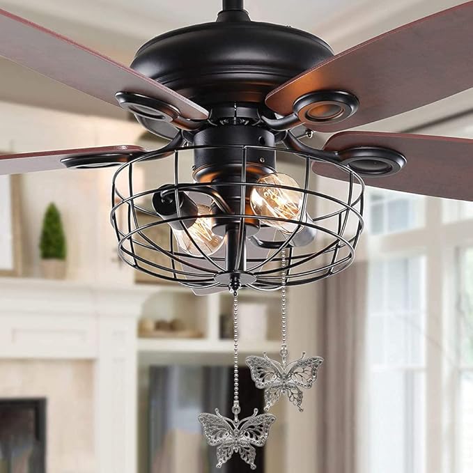 Ceiling Fan Pull Chain 12 inch Pull Chain Extension Fan Chain Extender Ceiling Fan Pulls Ornament with Ball Fan Chain Connector for Lighting Fans, 2 PACK (BUTTERFLY)