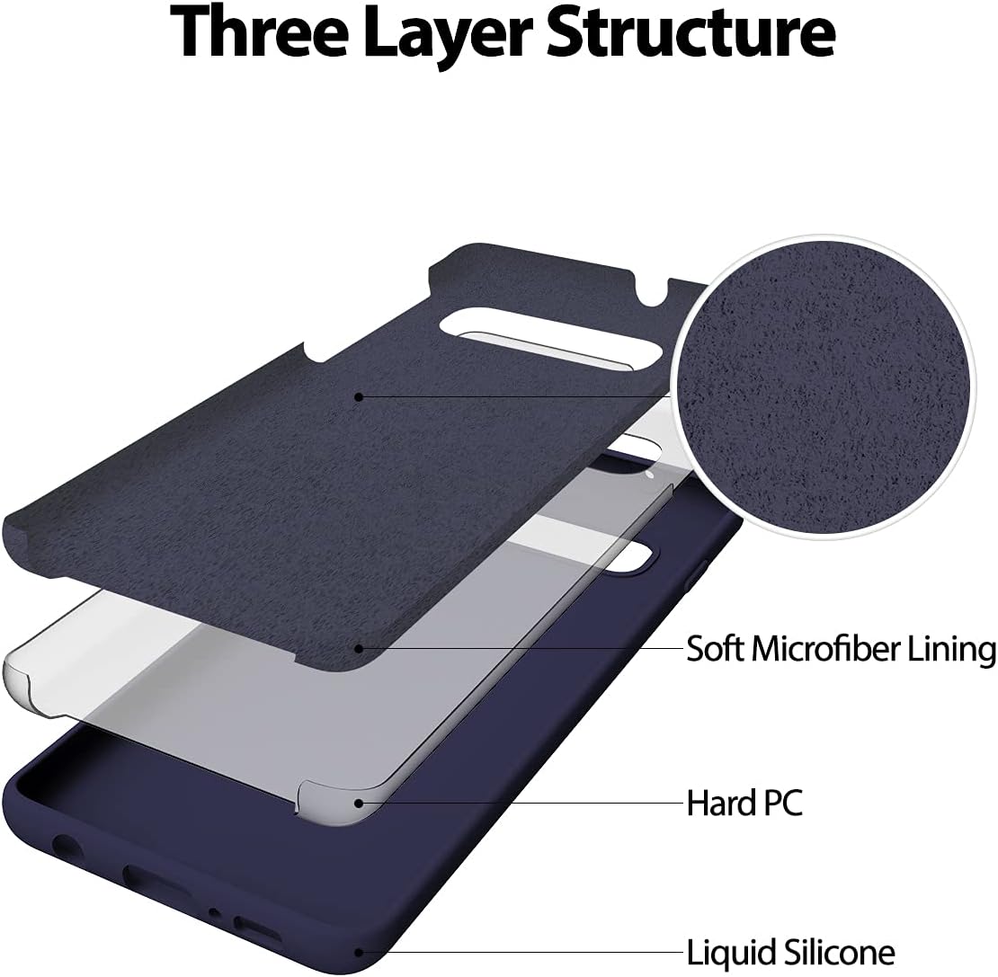 GOOSPERY Liquid Silicone Case for Samsung Galaxy S10 Plus, 6.4 inch Jelly Rubber Bumper Case, Blue Navy