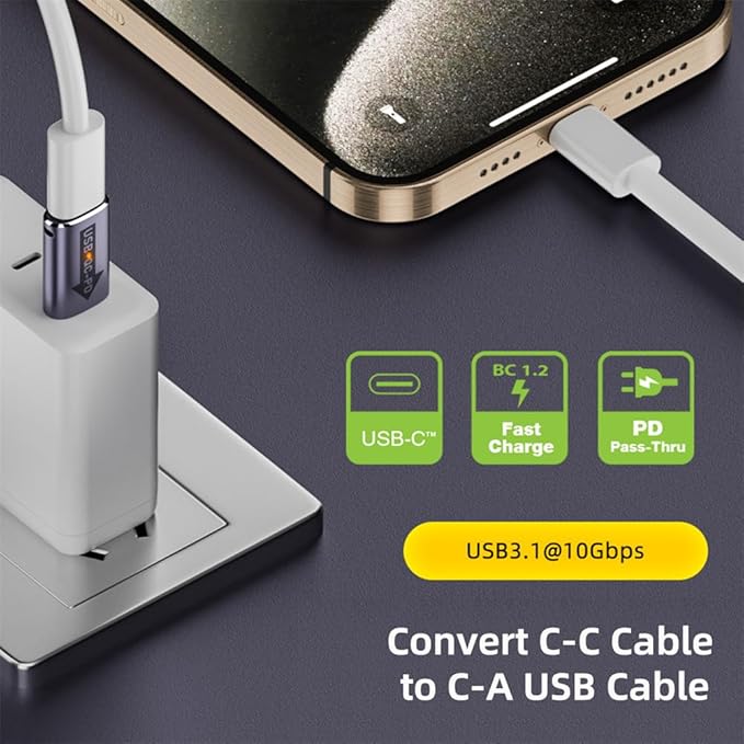 NFHK 2pcs/lot USB 2.0 A Male QC to PD USB-C Type C Female 5Gbps Data Power Adapter for Laptop Tablet Phone