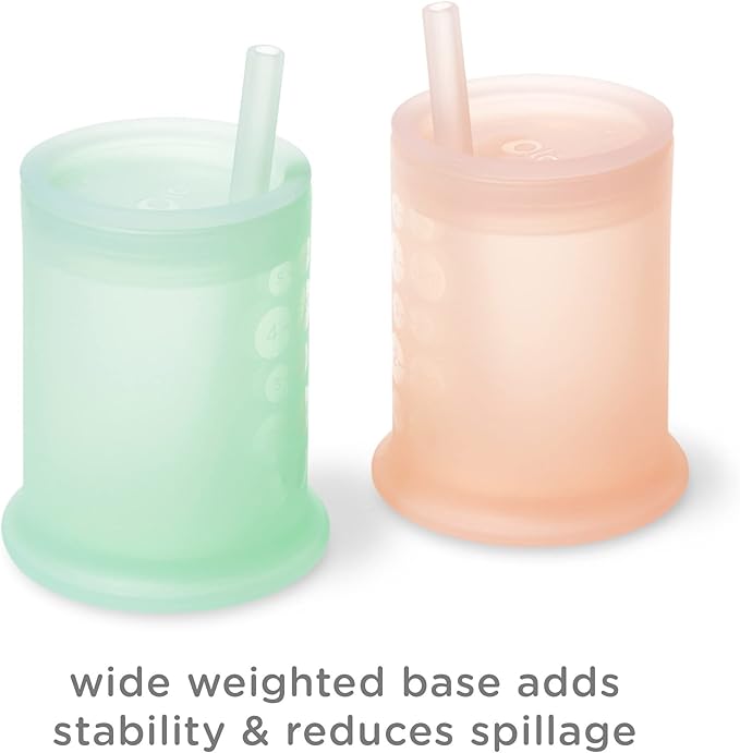 Olababy Silicone Training Cup with Straw Lid | Babies Water Drinking Cup | 6+ Mo Infant To 12-18 Months Toddler | Sippy Cup For Kids & Smoothie Cup | Baby Led Weaning (Lilac, 5 oz)