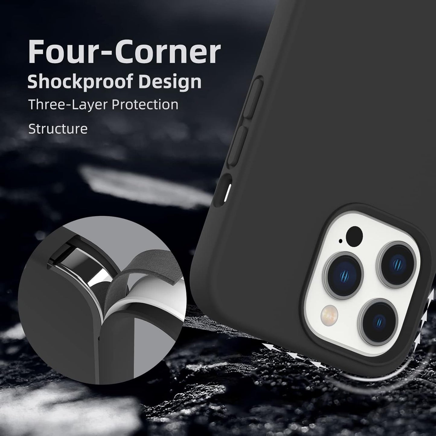 K TOMOTO iPhone 13 Pro Case, [Drop Protection] [Anti-Fingerprint] Shockproof Liquid Silicone Cover with Microfiber