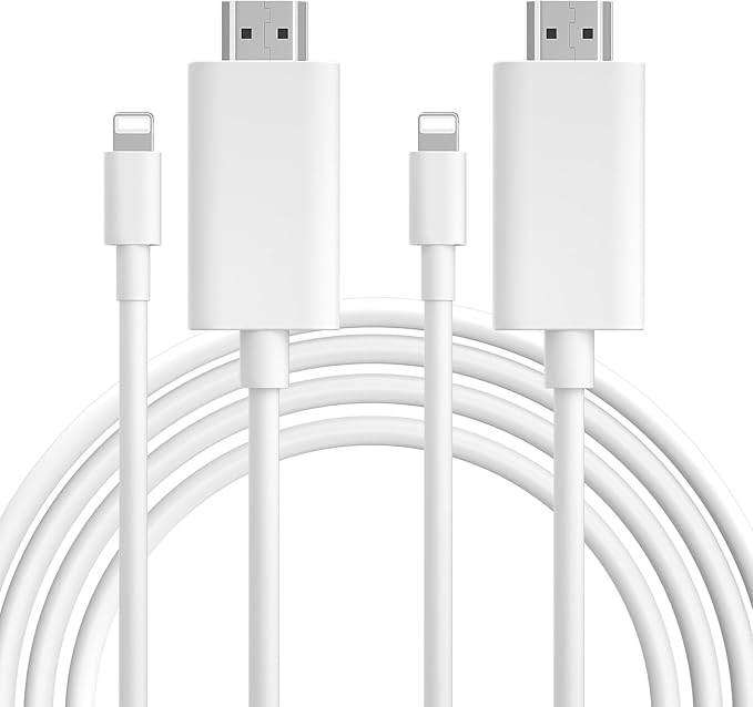 2 Pack [MFi Certified] Lightning to HDMI Cable • HDMI Cable for iPhone to TV • Compatible with iPhone14, 13, 12, 11 to TV Output • Just Plug and Play 6.6FT